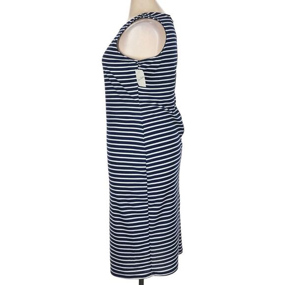 NWT Olivia Matthews Dress Medium Tank Blue White Stripe Nautical Preppy NEW - Picture 3 of 6